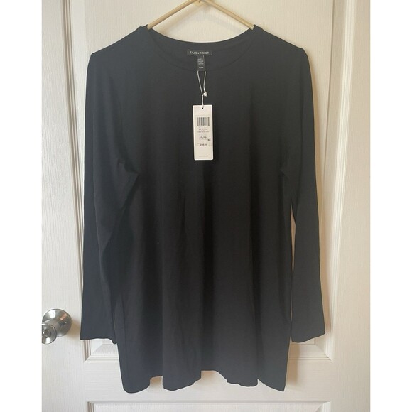 NWT Eileen Fisher Crew Neck Tunic Black Size PL Long Sleeve - Picture 4 of 11
